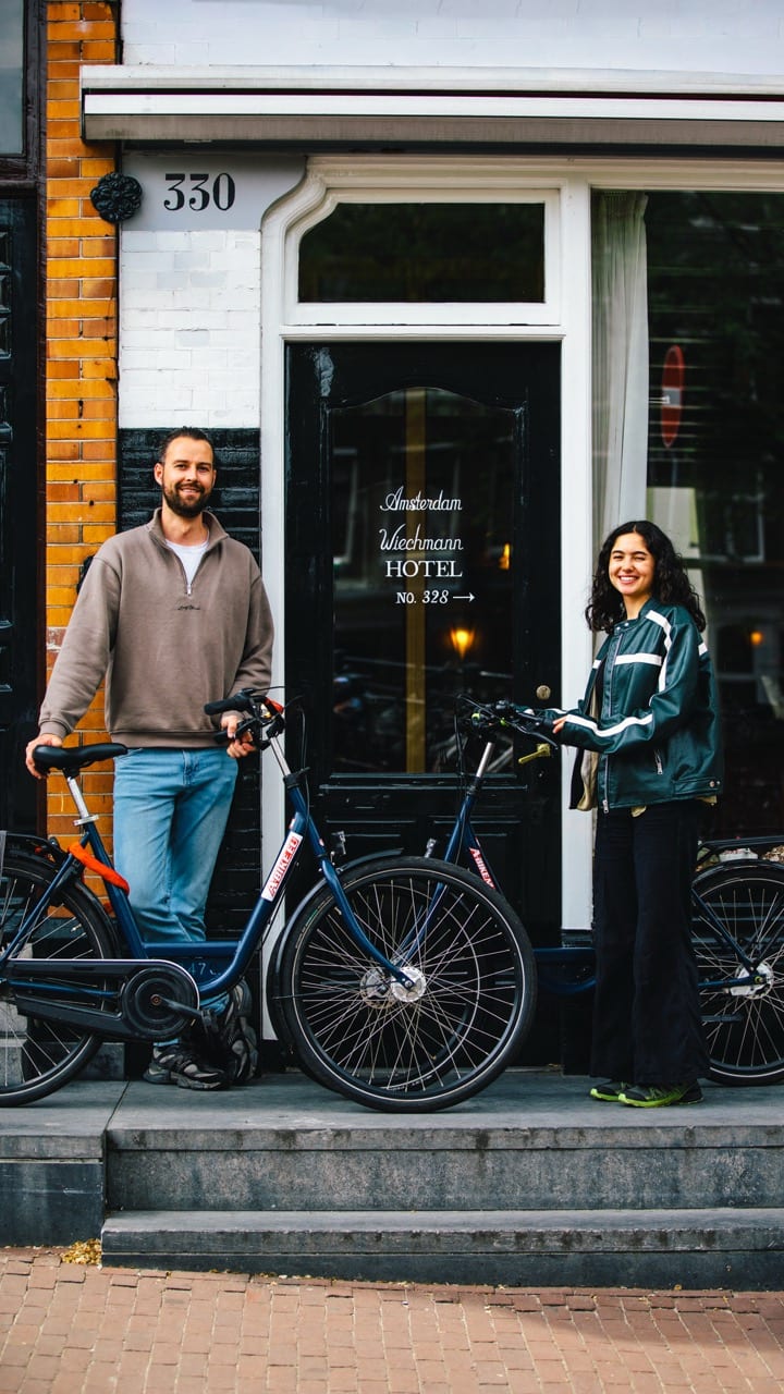 A bicycle beside an Amsterdam canal